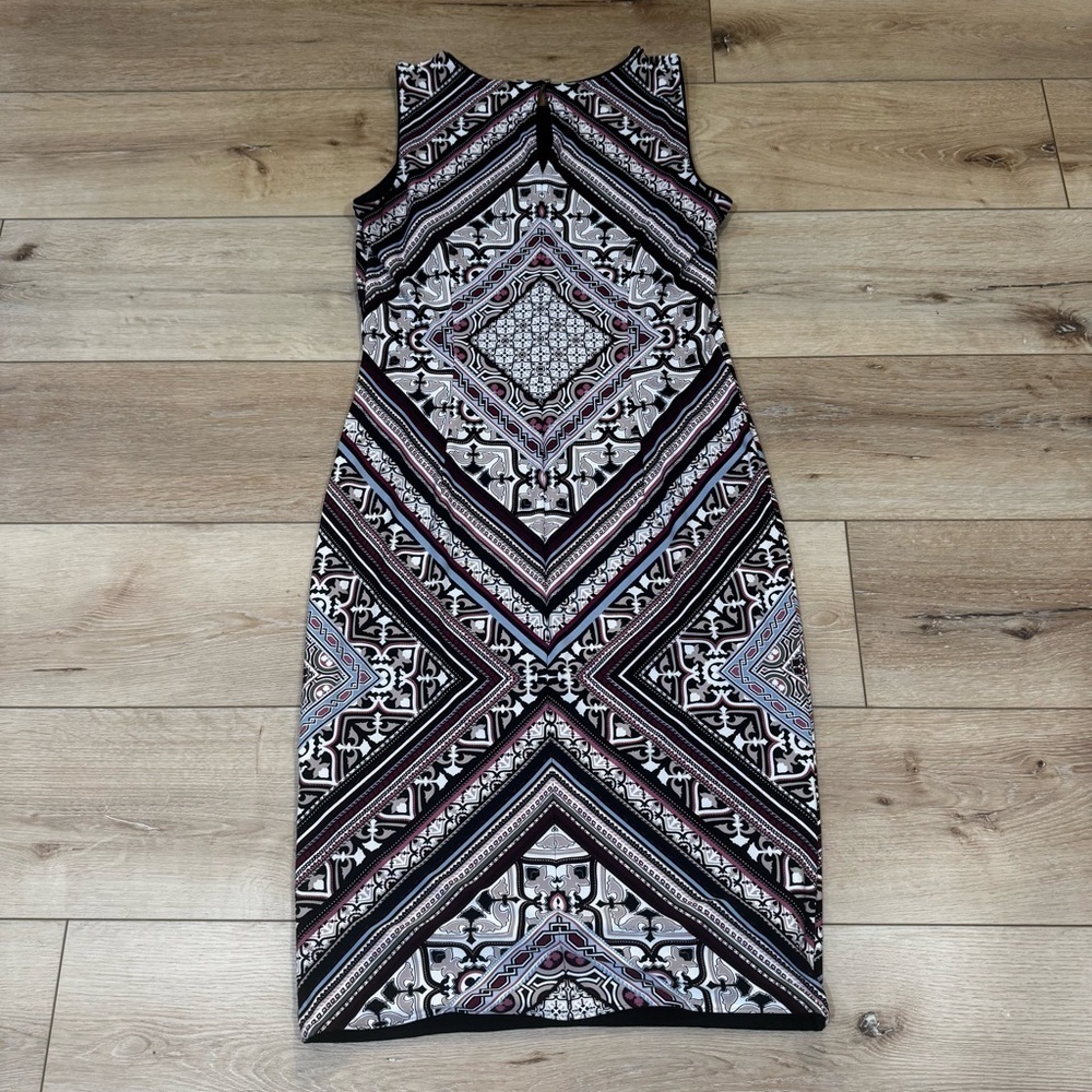 White House Black Market sleeveless midi dress geometric patterns multi color S. - Picture 8 of 15